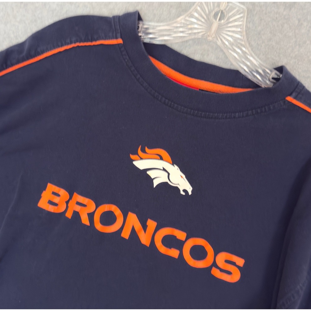 NFL Denver Broncos Long Sleeve Shirt Mens XL Navy Blue Graphic Logo Tee Football
